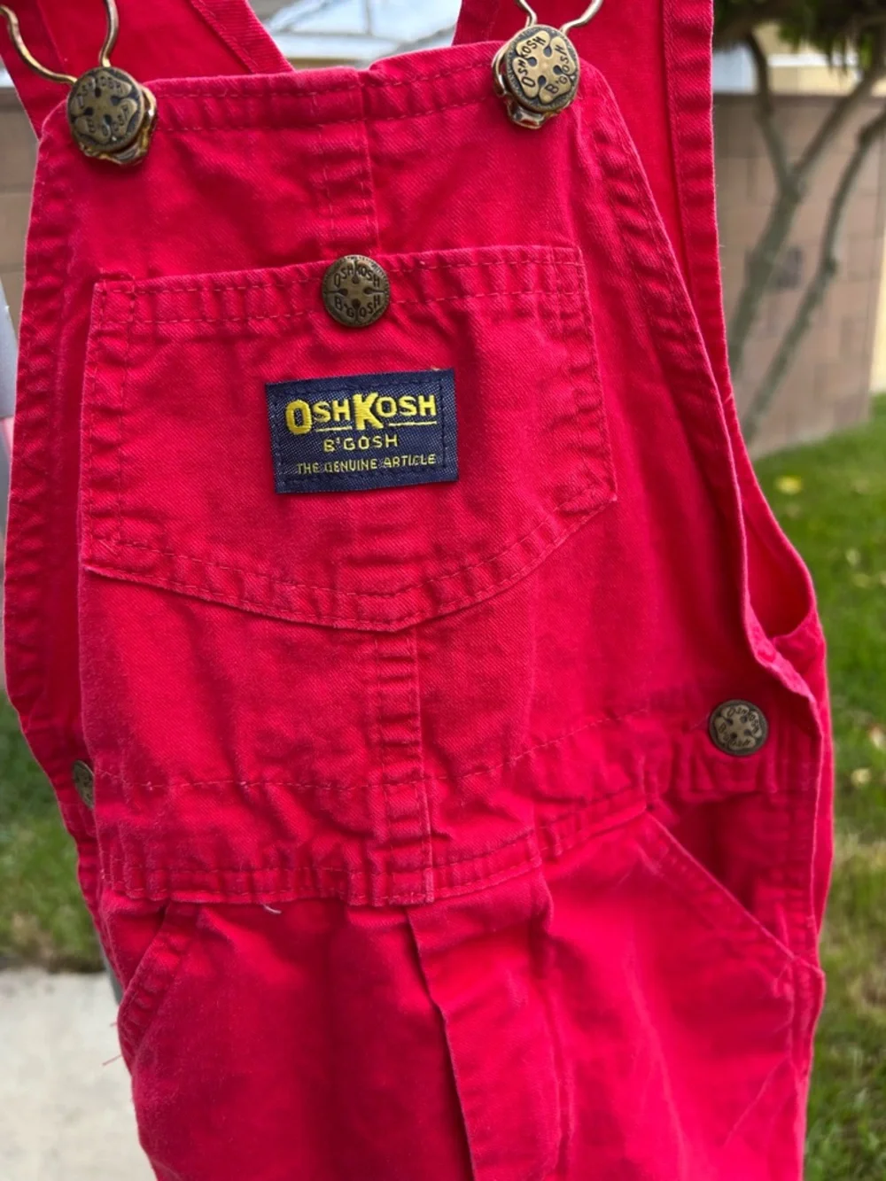 Vintage OshKosh B'gosh Bright Red Canvas  Kids Overalls